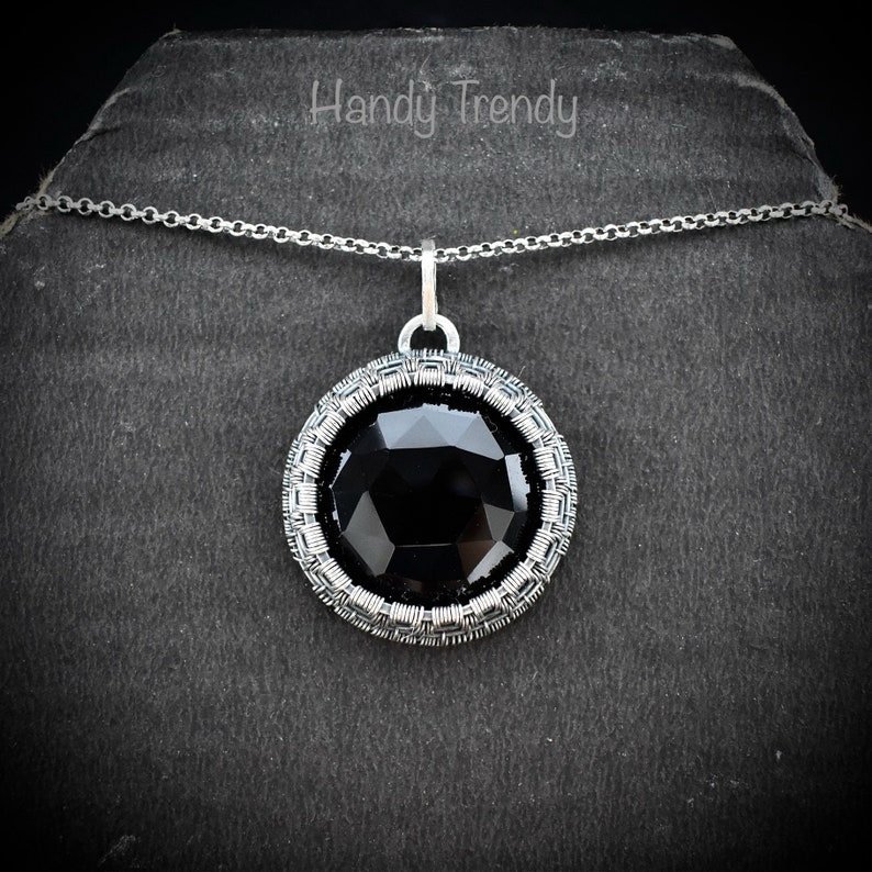 Black onyx cage pendant, 925 sterling silver Wire wrapped jewelry, Unique handmade gift, Artisan necklace, One of a kind piece