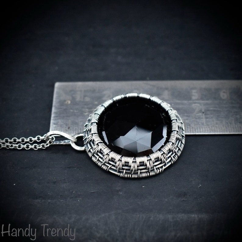 Black onyx cage pendant, 925 sterling silver Wire wrapped jewelry, Unique handmade gift, Artisan necklace, One of a kind piece