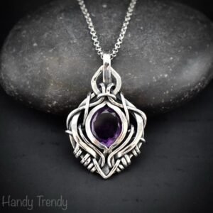 Amethyst free flow pendant, 925 sterling silver Wire wrapped necklace, Unique handmade gift, Artisan jewelry, One of a kind design