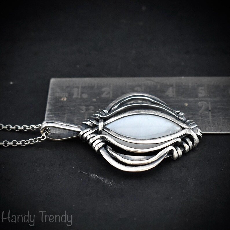 White moonstone free flow pendant, 925 sterling silver Wire wrapped jewelry, Unique handmade gift, Artisan necklace, One of a kind piece