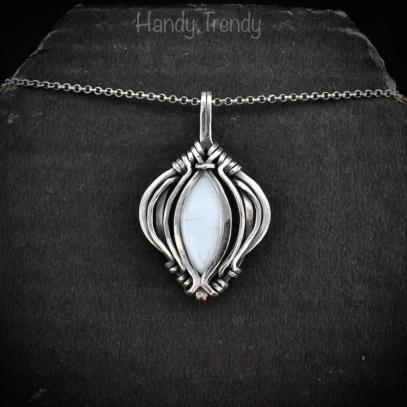 White moonstone free flow pendant, 925 sterling silver Wire wrapped jewelry, Unique handmade gift, Artisan necklace, One of a kind piece