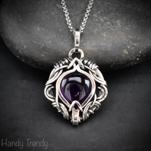 Amethyst free flow pendant, 925 sterling silver Wire wrapped necklace, Unique handmade gift, Artisan necklace, One of a kind piece