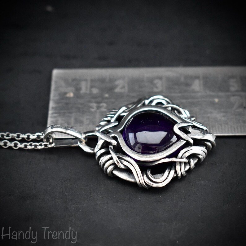 Amethyst free flow pendant, 925 sterling silver Wire wrapped necklace, Unique handmade gift, Artisan necklace, One of a kind piece