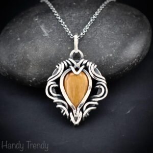 Yellow tiger eye free flow pendant, 925 sterling silver Wire wrapped jewelry, Unique handmade gift, One of a kind artisan necklace