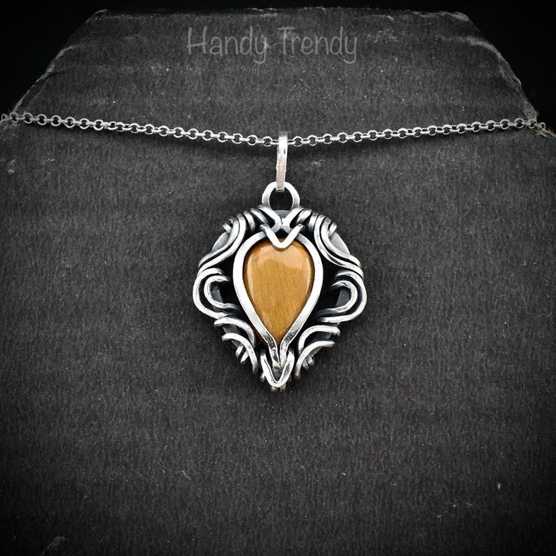 Yellow tiger eye free flow pendant, 925 sterling silver Wire wrapped jewelry, Unique handmade gift, One of a kind artisan necklace