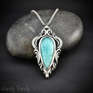 Amazonite free flow pendant, 925 sterling silver Wire wrapped jewelry, Unique handmade gift, Artisan necklace, One of a kind piece