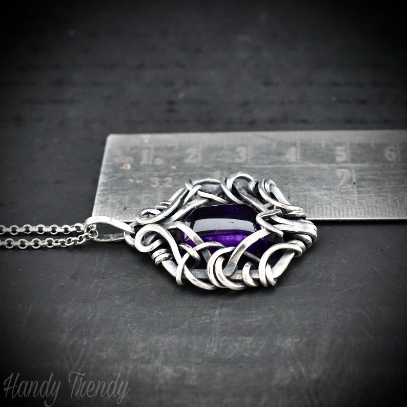 Amethyst free flow pendant, 925 sterling silver Wire wrapped jewelry, Unique handmade gift, Artisan necklace, One of a kind piece