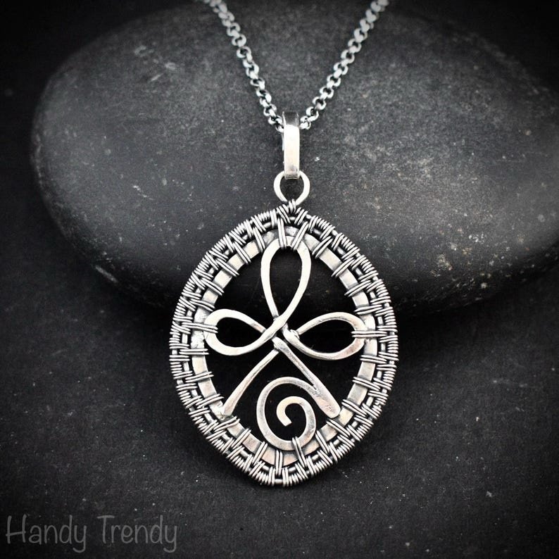 Unconditional love pendant, 925 sterling silver wire wrapped necklace, Endless style, Unique handmade gift, One of a kind artisan jewelry