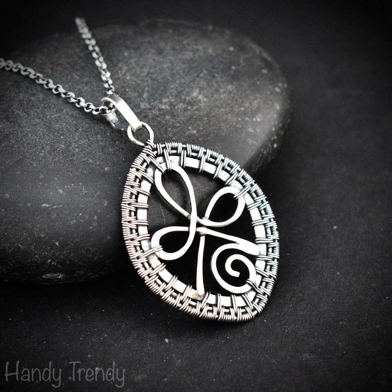 Unconditional love pendant, 925 sterling silver wire wrapped necklace, Endless style, Unique handmade gift, One of a kind artisan jewelry