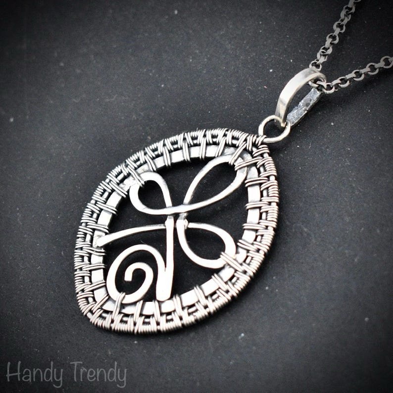Unconditional love pendant, 925 sterling silver wire wrapped necklace, Endless style, Unique handmade gift, One of a kind artisan jewelry