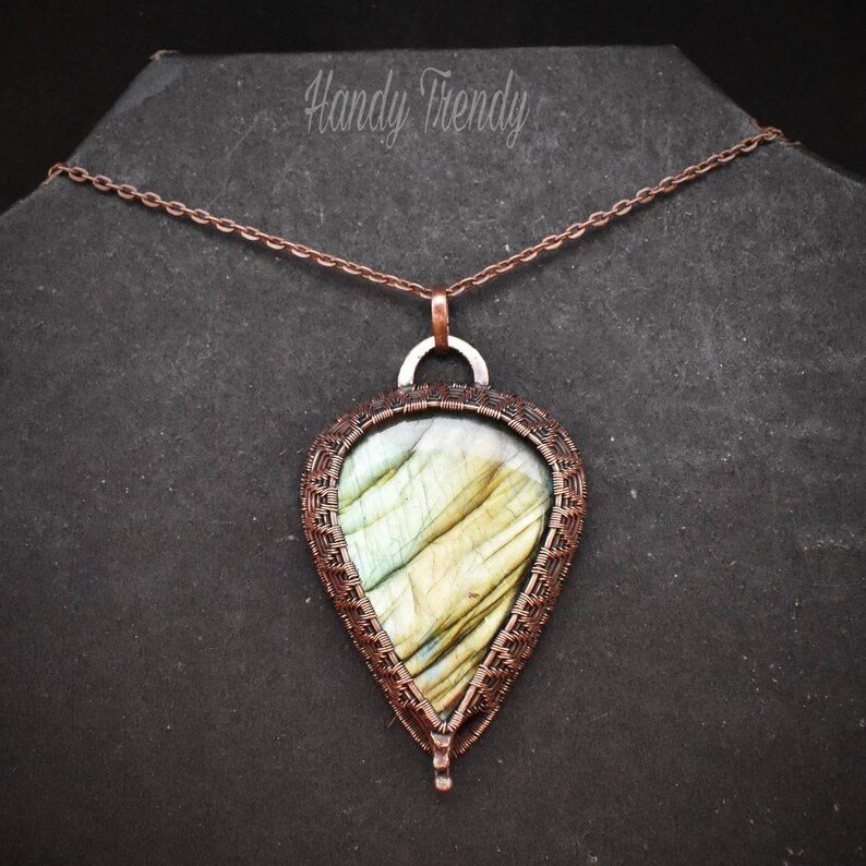 labradorite pendant, Wire wrap jewelry, Copper necklace, Unique handmade gift, Statement necklace, One of a kind artisan jewelry