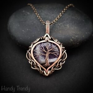 Star amethyst tree of life pendant, Free-Flow copper wire wrapped necklace, Unique handmade gift, One of a kind artisan jewelry