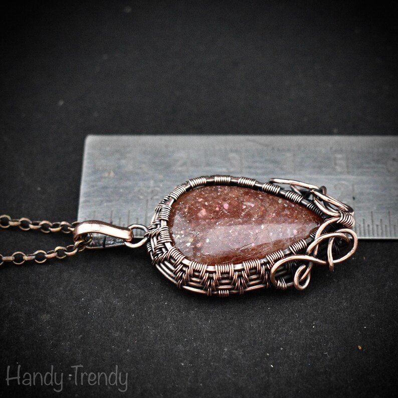 Sunstone pendant, Copper wire wrapped necklace, Unique handmade gift, One of a kind jewelry, Artisan boho jewelry, Orange pendant