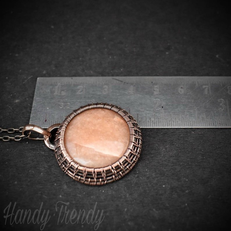 Pink amazonite endless cage pendant, Copper Wire wrap necklace, Unique handmade gift, Artisan boho jewelry, One of a kind statement piece