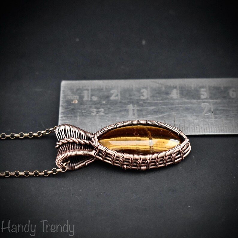 Yellow tiger eye pendant, Copper wire wrapped jewelry, Unique handmade Gift, Artisan boho necklace, One of a kind statement piece