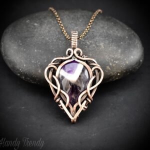 Star amethyst pendant, Free flow copper wire wrapped necklace, Unique handmade gift, One of a kind jewelry, Artisan boho jewelry