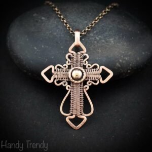 Cross pendant, Copper wire wrapped necklace, Unique handmade gift, Christian Spiritual jewelry, one of a kind necklace