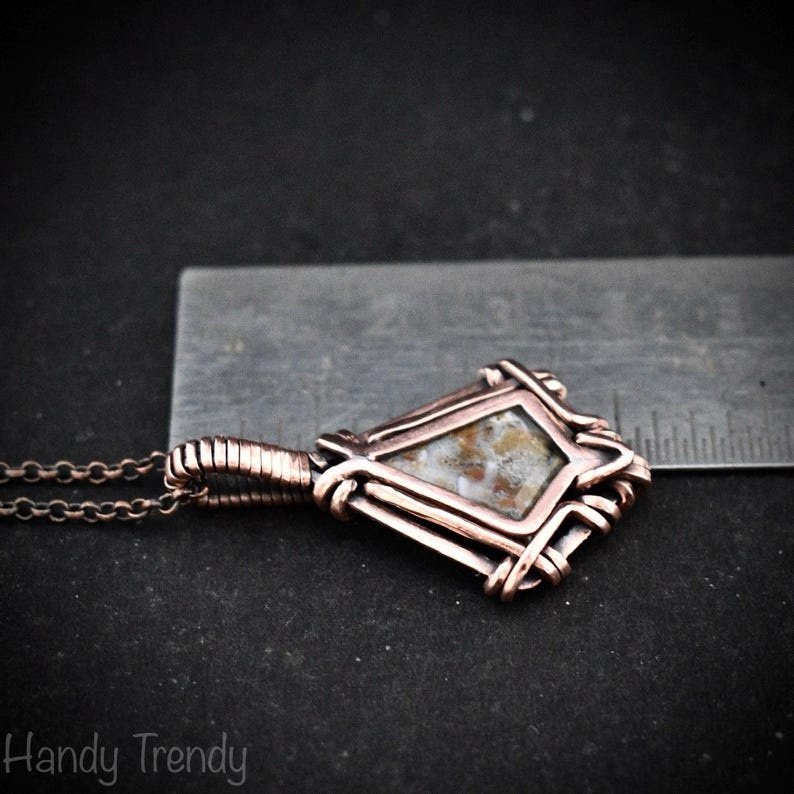 Ocean jasper kite pendant, Free flow copper wire wrapped necklace, Unique handmade gift, One of kind jewellery, Artisan boho jewellery