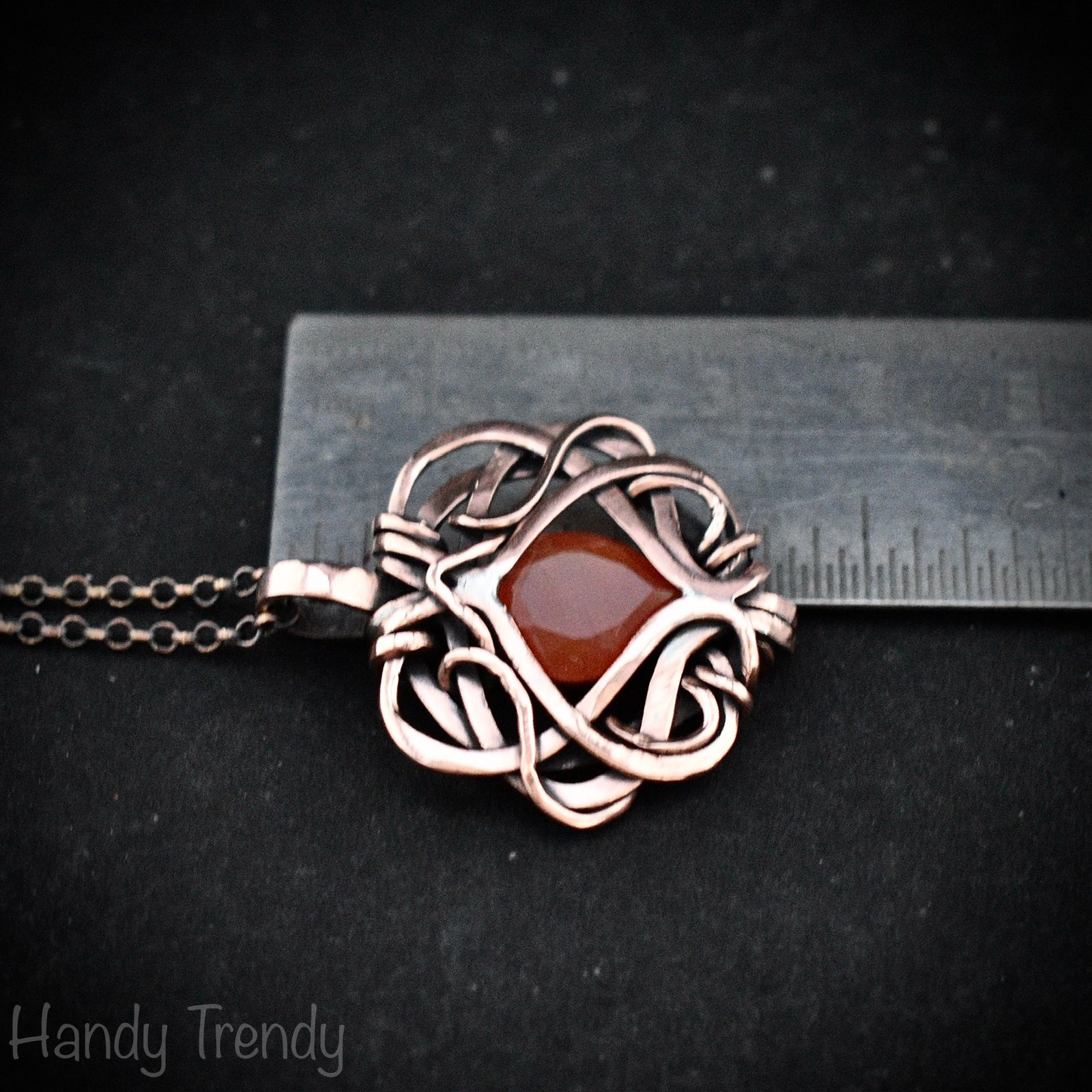 Orange carnelian pendant, Free flow copper wire wrapped necklace, Unique handmade gift, One of a kind Artisan boho jewelry