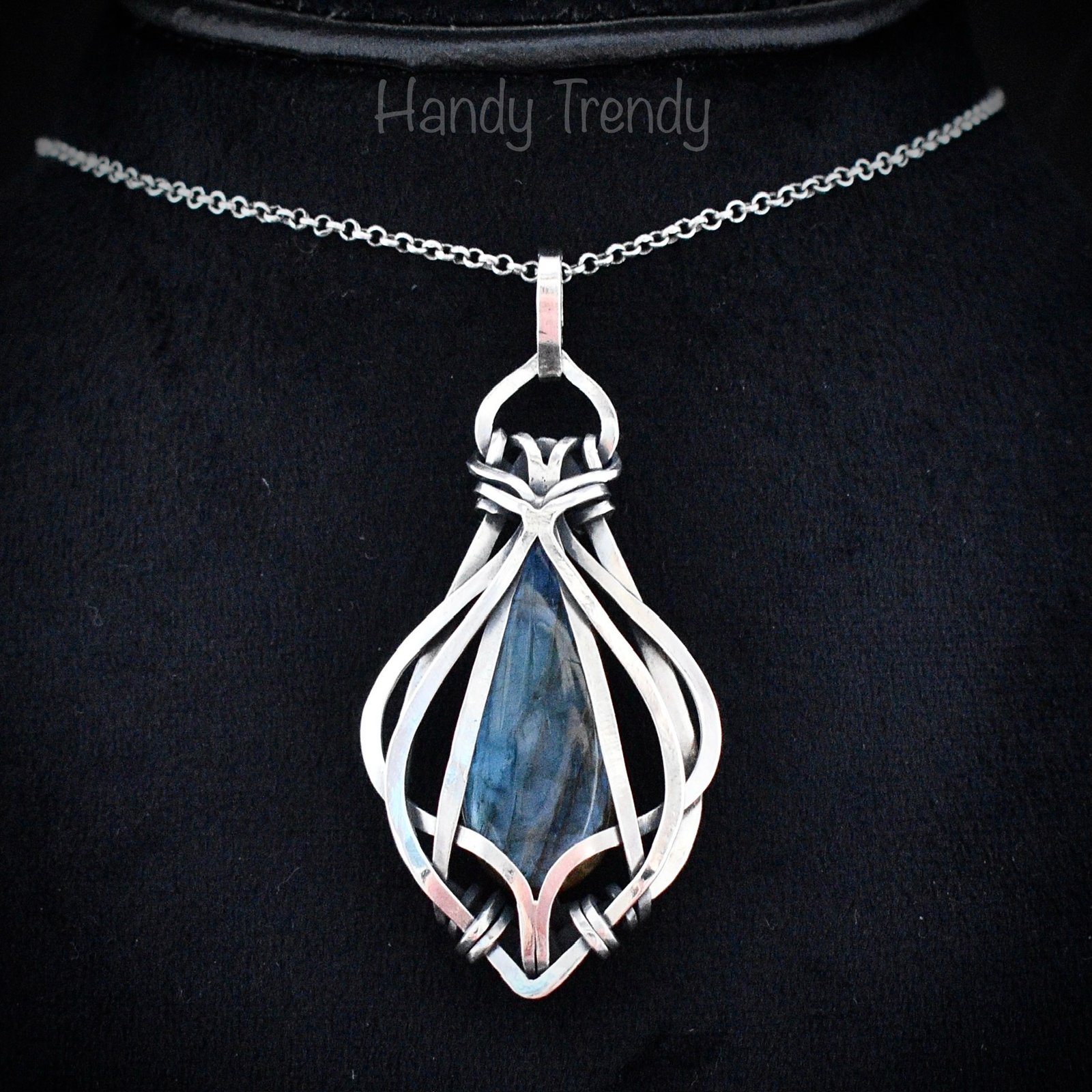 Blue labradorite free flow pendant, 925 sterling silver Wire wrapped jewelry, Unique handmade gift, Artisan necklace, One of a kind piece