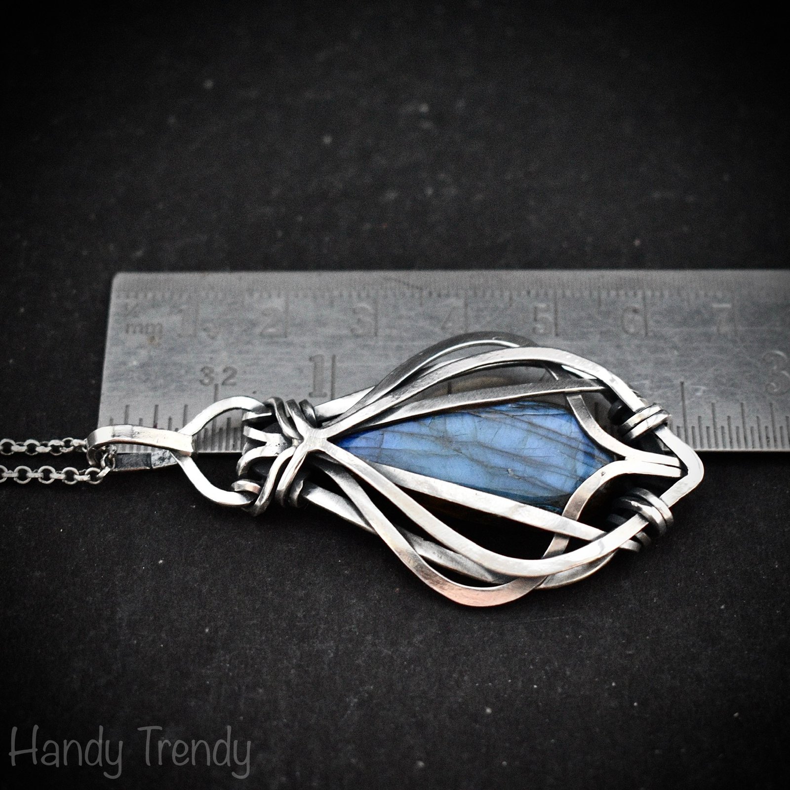 Blue labradorite free flow pendant, 925 sterling silver Wire wrapped jewelry, Unique handmade gift, Artisan necklace, One of a kind piece