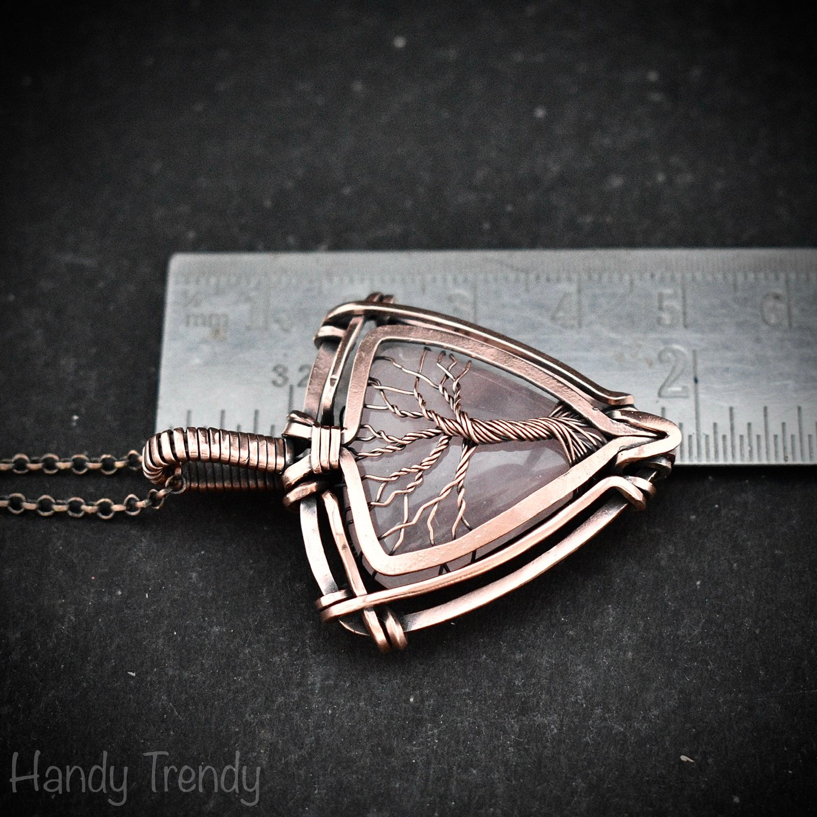 Rose quartz tree of life pendant, Free-Flow copper wire wrapped necklace, Unique handmade gift, One of a kind artisan boho jewelry