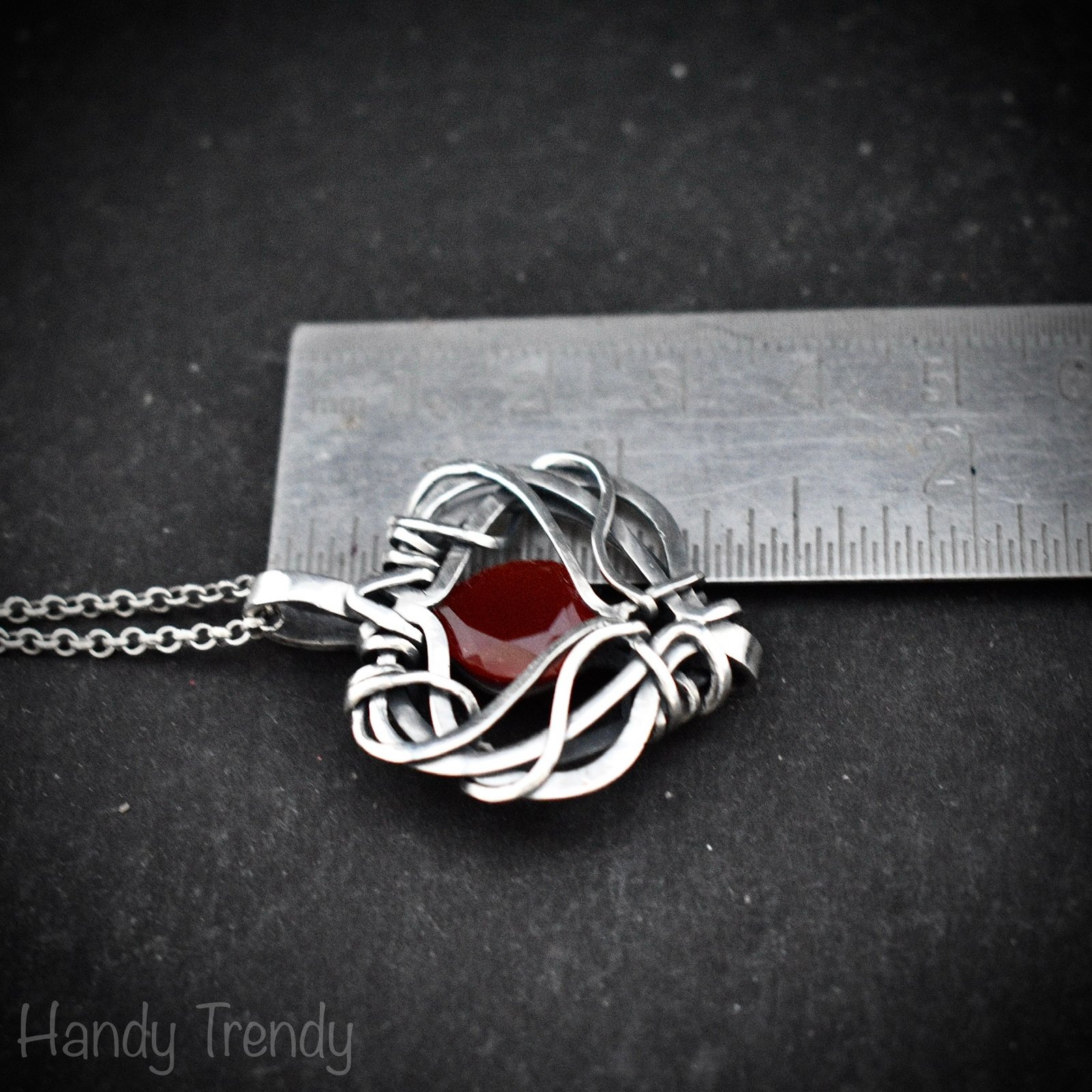 Red onyx free flow pendant, 925 sterling silver Wire wrapped necklace, Unique handmade gift, Artisan jewelry, One of a kind design