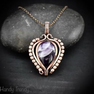 Star amethyst pendant, Free-flow Copper Wire wrapped necklace, Unique handmade gift, One of a kind artisan boho jewelry