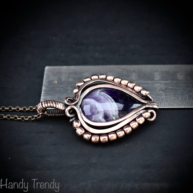 Star amethyst pendant, Free-flow Copper Wire wrapped necklace, Unique handmade gift, One of a kind artisan boho jewelry