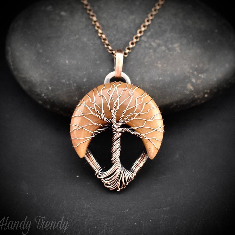 Sunset tree of life pendant, Yellow aventurine and copper wire wrapped jewelry, Unique handmade gift, Artisan jewelry, Botanical necklace