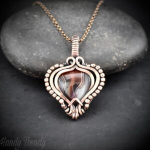 Orange botswana agate free flow pendant, Copper wire wrap jewelry, Unique handmade gift, Artisan necklace, One of a kind piece