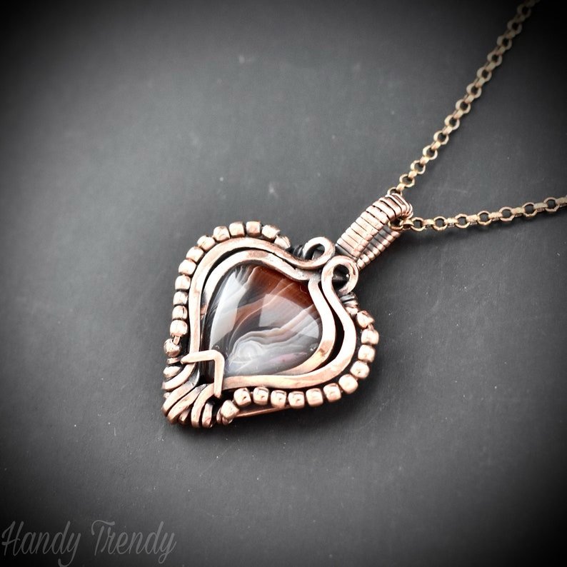 Orange botswana agate free flow pendant, Copper wire wrap jewelry, Unique handmade gift, Artisan necklace, One of a kind piece