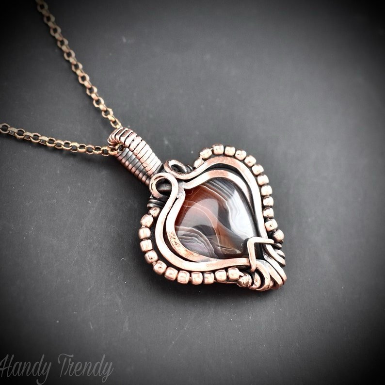 Orange botswana agate free flow pendant, Copper wire wrap jewelry, Unique handmade gift, Artisan necklace, One of a kind piece