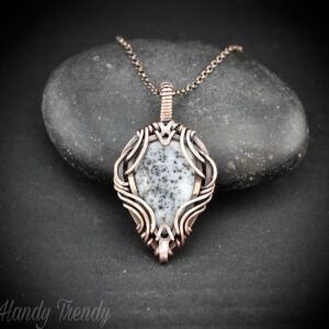 Dendrite opal pendant, Copper Wire wrapped necklace, Unique handmade gift, One of a kind necklace, Artisan boho jewelry