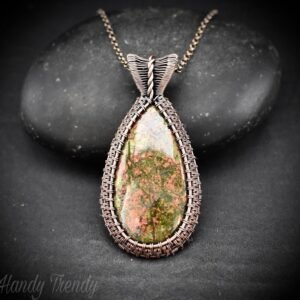 Unakite gemstone pendant, Copper wire wrapped jewelry, Unique handmade Gift, Artisan boho necklace, one of a kind artisan boho jewellery