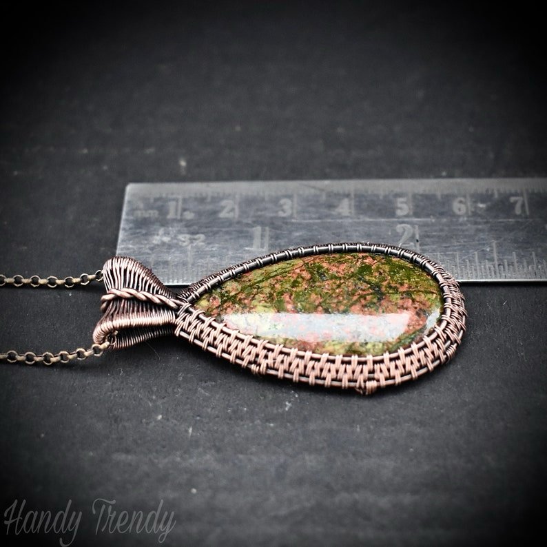 Unakite gemstone pendant, Copper wire wrapped jewelry, Unique handmade Gift, Artisan boho necklace, one of a kind artisan boho jewellery
