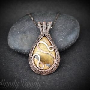 Cobra jasper pendant, Copper wire wrapped Jewelry, Unique handmade gift, One of a kind boho necklace