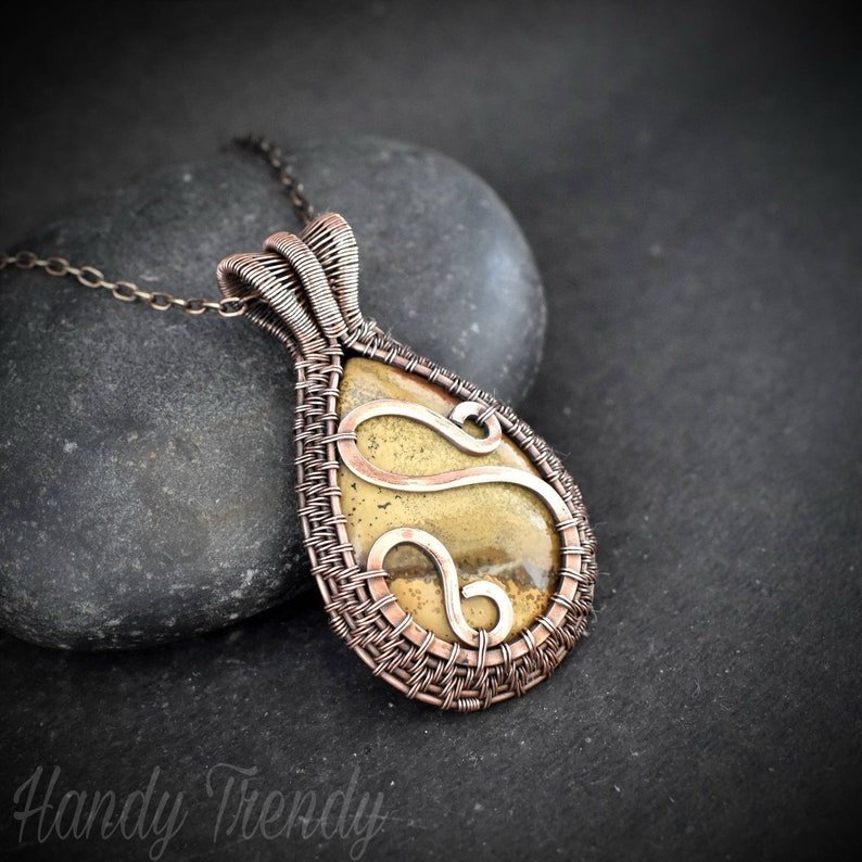 Cobra jasper pendant, Copper wire wrapped Jewelry, Unique handmade gift, One of a kind boho necklace