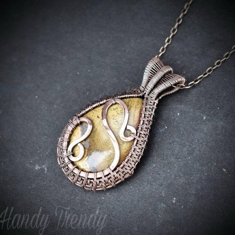 Cobra jasper pendant, Copper wire wrapped Jewelry, Unique handmade gift, One of a kind boho necklace