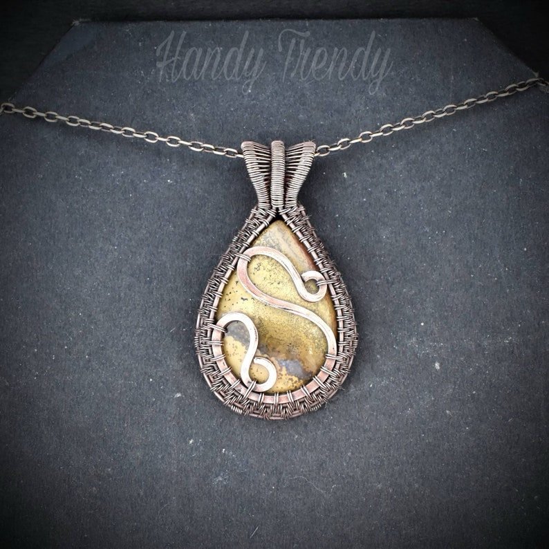 Cobra jasper pendant, Copper wire wrapped Jewelry, Unique handmade gift, One of a kind boho necklace