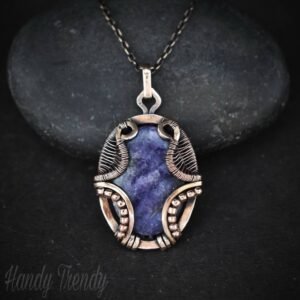 Purple lapidolite necklace, Copper Wire wrap jewelry, Unique handmade gift, Onr of a kind, Artisan Pendant