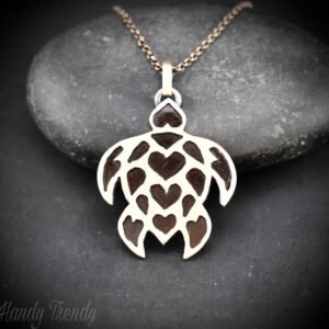 Turtle pendant, Copper necklace, Animal jewelry, Unique handmade gift, Artisan boho jewelry, Handcuted piercing work, One of a kind