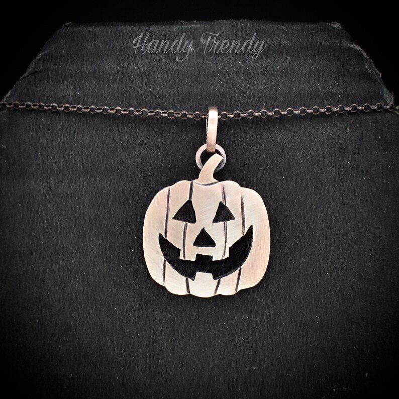 Pumpkin pendant, Copper necklace, Halloween jewelry, Unique handmade gift, Artisan boho jewelry, Handcuted piercing work, One of a kind