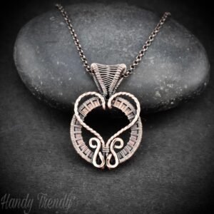 Heart pendant, Copper wire wrapped jewelry, Unique handmade gift, Artisan boho jewelry, One of a kind necklace