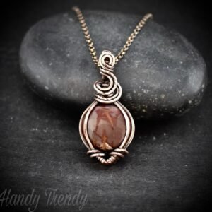 Noreena jasper pendant, Copper wire wrapped necklace, Unique Gift, One of a kind jewelry, Handmade pendant, Mini gemstone necklace