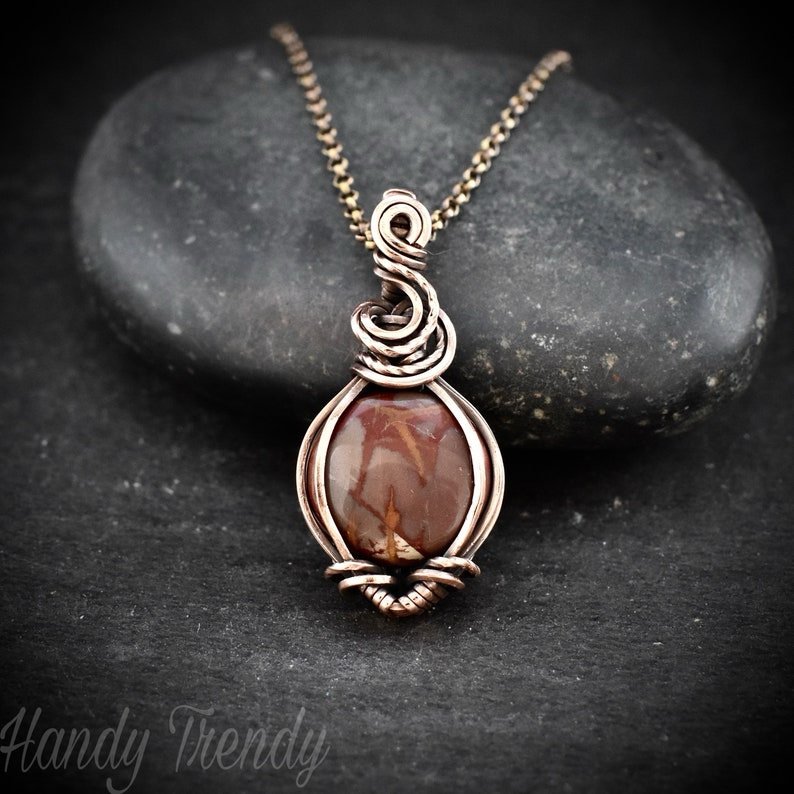 Noreena jasper pendant, Copper wire wrapped necklace, Unique Gift, One of a kind jewelry, Handmade pendant, Mini gemstone necklace