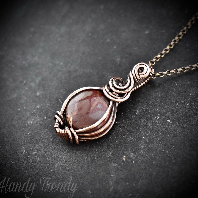 Noreena jasper pendant, Copper wire wrapped necklace, Unique Gift, One of a kind jewelry, Handmade pendant, Mini gemstone necklace