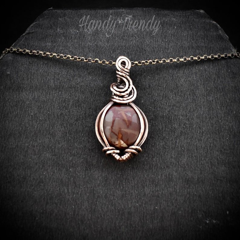 Noreena jasper pendant, Copper wire wrapped necklace, Unique Gift, One of a kind jewelry, Handmade pendant, Mini gemstone necklace