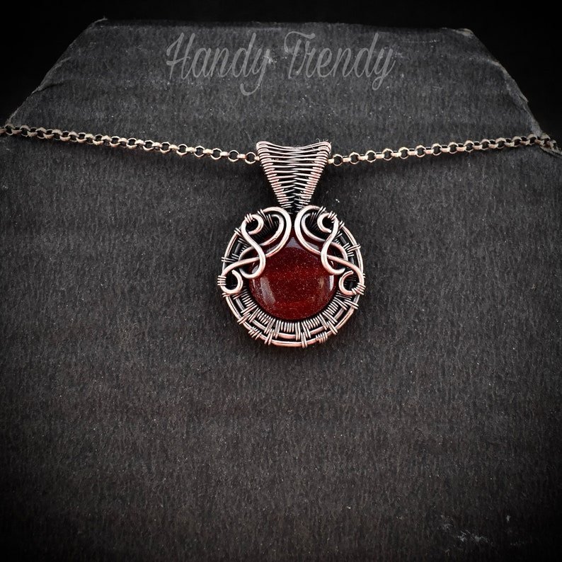 Red agate pendant, Small copper wire wrapped jewelry, Unique birthday gift, Artisan boho jewelry, Everyday necklace