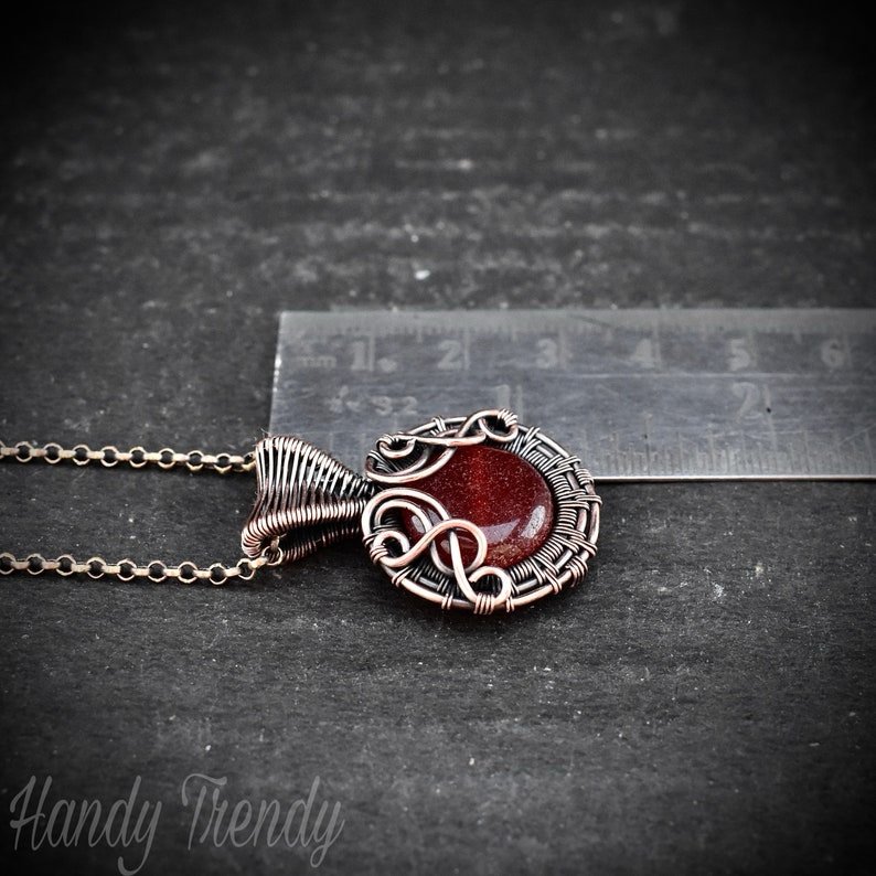 Red agate pendant, Small copper wire wrapped jewelry, Unique birthday gift, Artisan boho jewelry, Everyday necklace